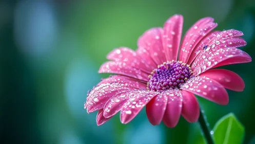 Pink Gerbera Daisy Petals Displaying Hydrophobic Water Droplet Suspension
