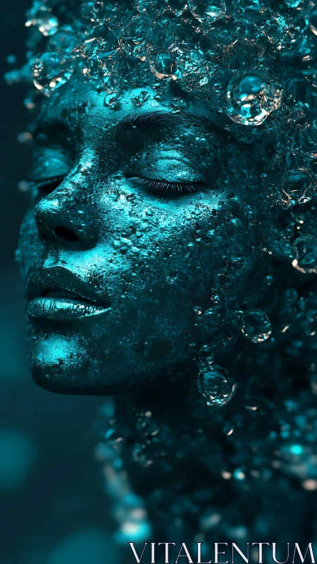 Dreaming in liquid light, a tranquil turquoise portrait.