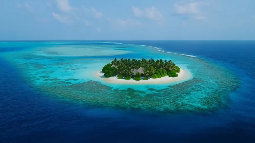 Tropical Island Paradise Surrounded by Pristine Turquoise Waters.