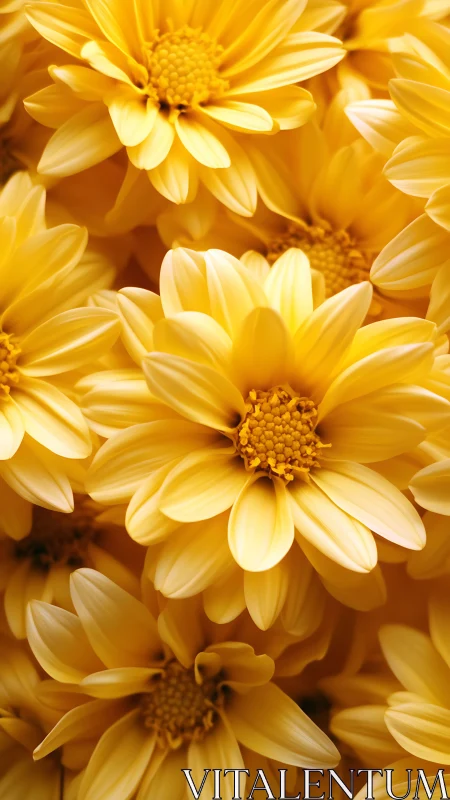 Yellow Chrysanthemum Cluster in Close Detail.