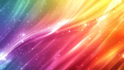 Chromatic light streaks with spectral gradient and particle glow