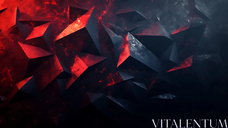 Shattered ember shards orbit through a molten digital void