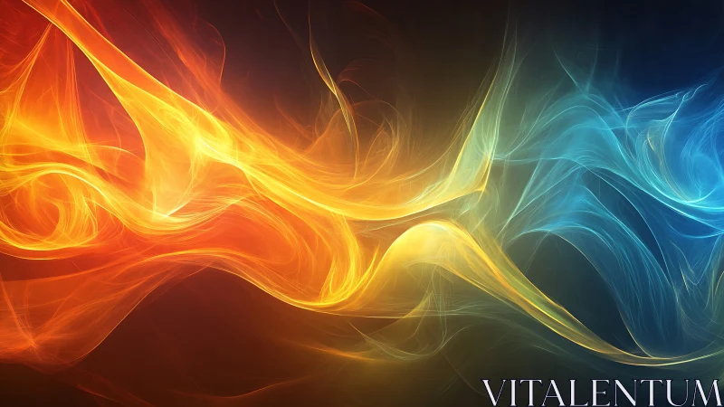 Flowing light waves transitioning from hot orange to cool blue.