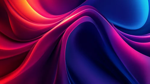 Curved gradient surfaces form luminous abstract wave topology