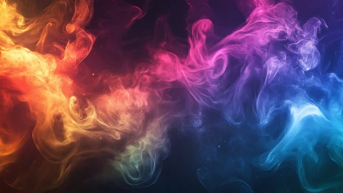 Colorful wisps of abstract smoke swirl across dark space.