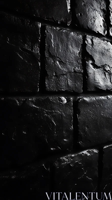 Moody black stone wall catching quiet, dramatic light.