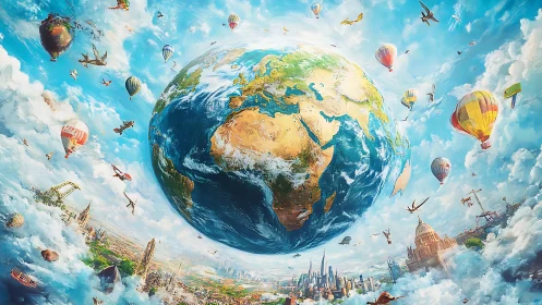 Orbital perspective of Earth amid dense aerial tourism traffic