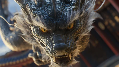 Silver scaled dragon lunges forward under warm sunlight.