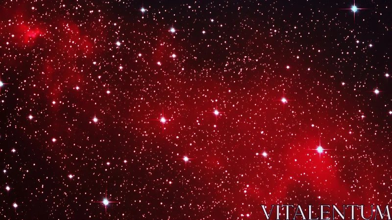 Nebula sparks shimmer like ruby dust scattered in night