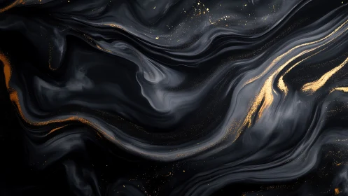 Black marble waves shimmer with flowing gold accents.