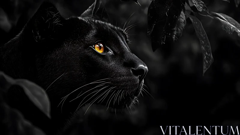 Black Cat's Golden Gaze in the Shadows.