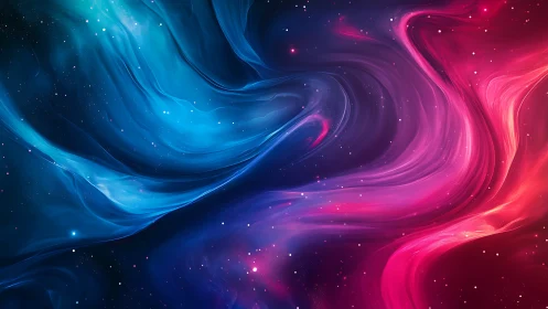 Dreamy cosmic swirls in soothing blue and pink light.