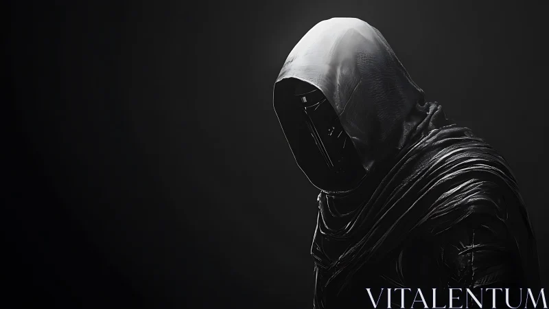 Hooded faceless figure in dark cinematic lighting study.