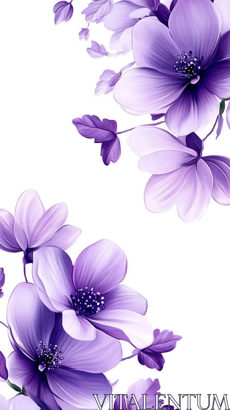 Purple Petals Dancing: Ethereal Blooms in Gradient Harmony.