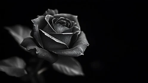 Black Rose Against Dark Background