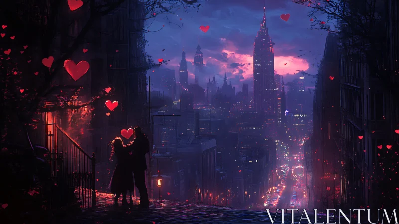 Midnight Romance Above Neon Skylines.