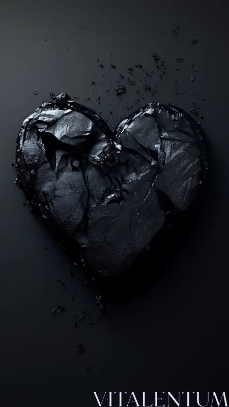 Fractured Obsidian Heart Shatters in Darkness.