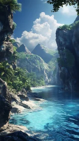 Majestic Tropical Canyon with Turquoise Waters Below