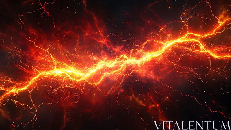 Luminous electrical discharge network blazing across dark void