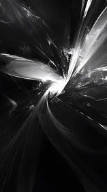 Monochrome fractal vortex forms with high contrast caustic lighting
