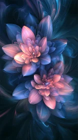 Radiant pastel blossoms glow softly in a dreamy night garden