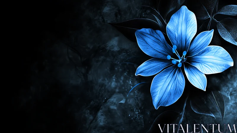 Blue Bloom Against Darkness