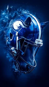 Explosive blue horse football helmet merges power and spirit