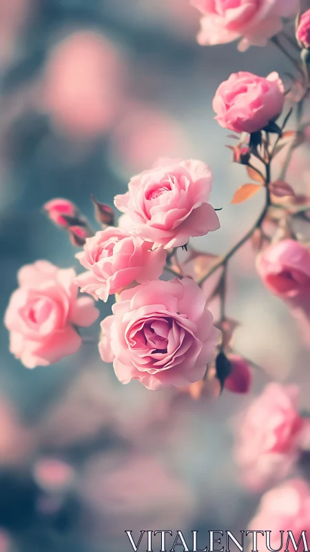 Pink roses with shallow depth of field and soft bokeh effect.