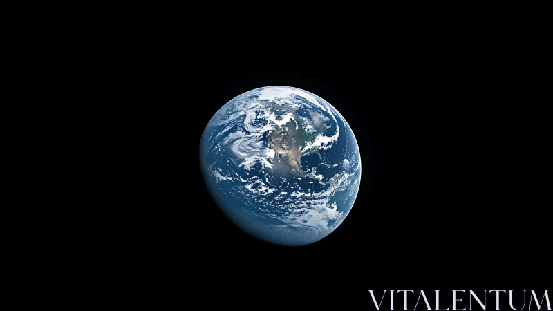 Lonely blue planet drifting like a marble in deep space.