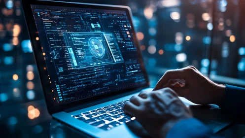 Cybersecurity analyst reviewing digital threat intelligence dashboard