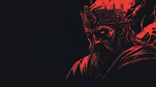 Ember-Crowned Warlord Brooding in a Blackened Void.