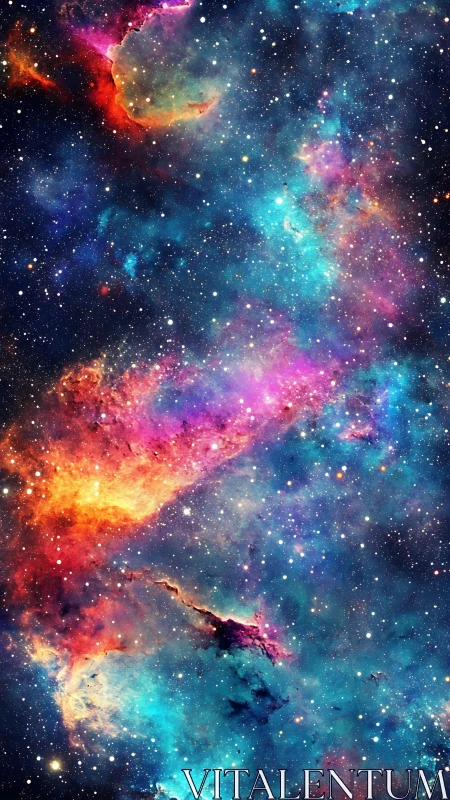 Digital nebula field with multicolored interstellar gas.