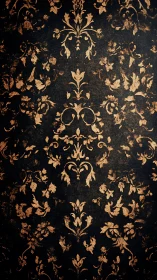 Aged baroque damask pattern with distressed metallic gold motifs