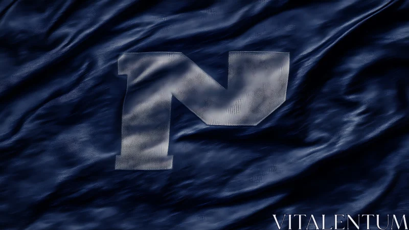 Photorealistic fabric banner with embossed metallic N monogram.