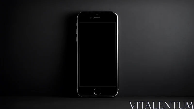 Modern Smartphone on Dark Surface Against Black Background.