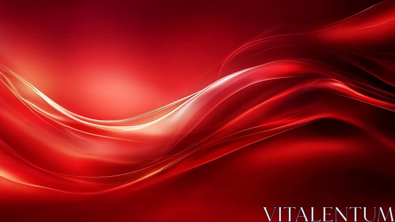 Flowing Red Abstract Waves Digital Art in Vivid Gradient Tones.