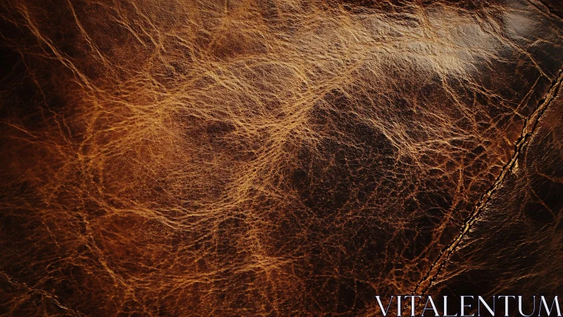 Close-up of Aged Brown Leather Texture with Natural Patina.