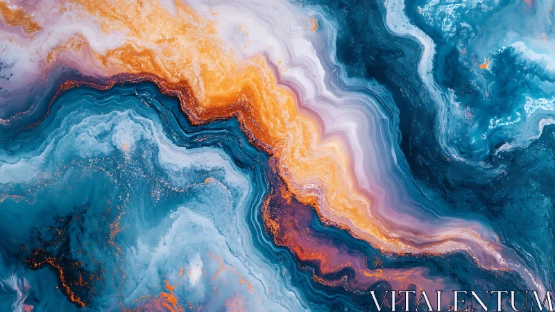 Celestial magma river flowing through abstract cosmic seas.