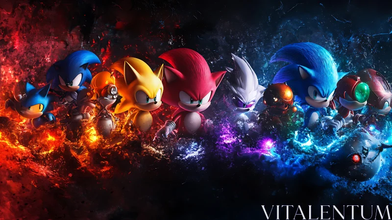 Elemental hedgehog clash ignites a neon storm of speed.