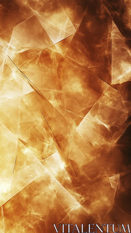 Amber-toned crystalline fractal planes with luminous caustics