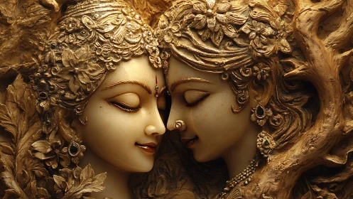 Golden Whispers: Twin Souls in Ornate Reverie
