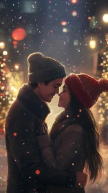 Winter Romance: Two Figures in Glowing Snow.