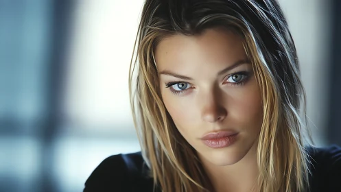 Close-up portrait of young woman with direct gaze.