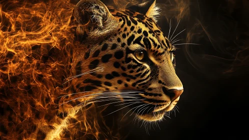 Fire Leopard - Fierce Wildlife in Flames.