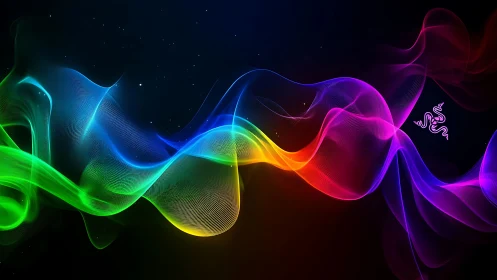 Neon spectrum rivers dancing across a midnight cosmos screen.