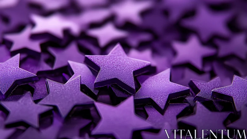 Macro depth-of-field study of textured purple plastic star shapes