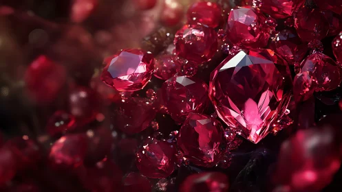 Gleaming scarlet gemstones arranged in dramatic macro cluster.