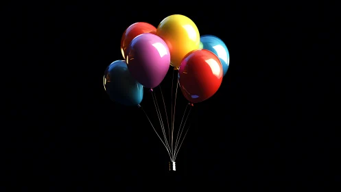 Luminous Balloons Float Through Midnight Darkness