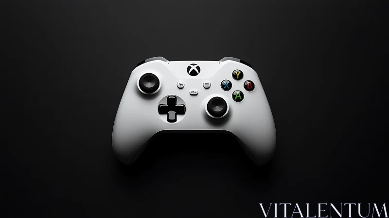 White Xbox controller photographed against dark background