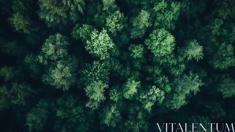 Lush Green Forest Canopy Captured from Above in Aerial Photography.